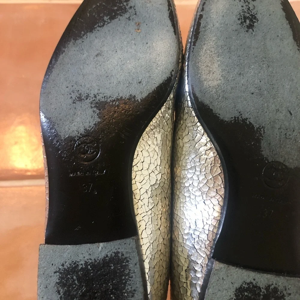 Sold Taking offers! Chanel metallic loafers size 37